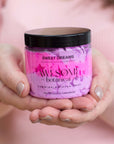 Sweet Dreams whipped soap pink & purple in hands