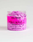 Sweet Dreams whipped soap pink & purple on white back ground