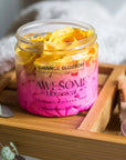 Awesome Botanical Sweet Orange Foaming Whipped Soap On Bath Rack With Accessories