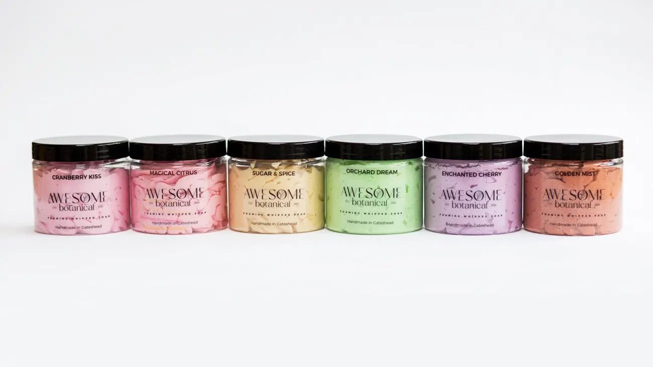 Christmas Whipped Soaps on White Background