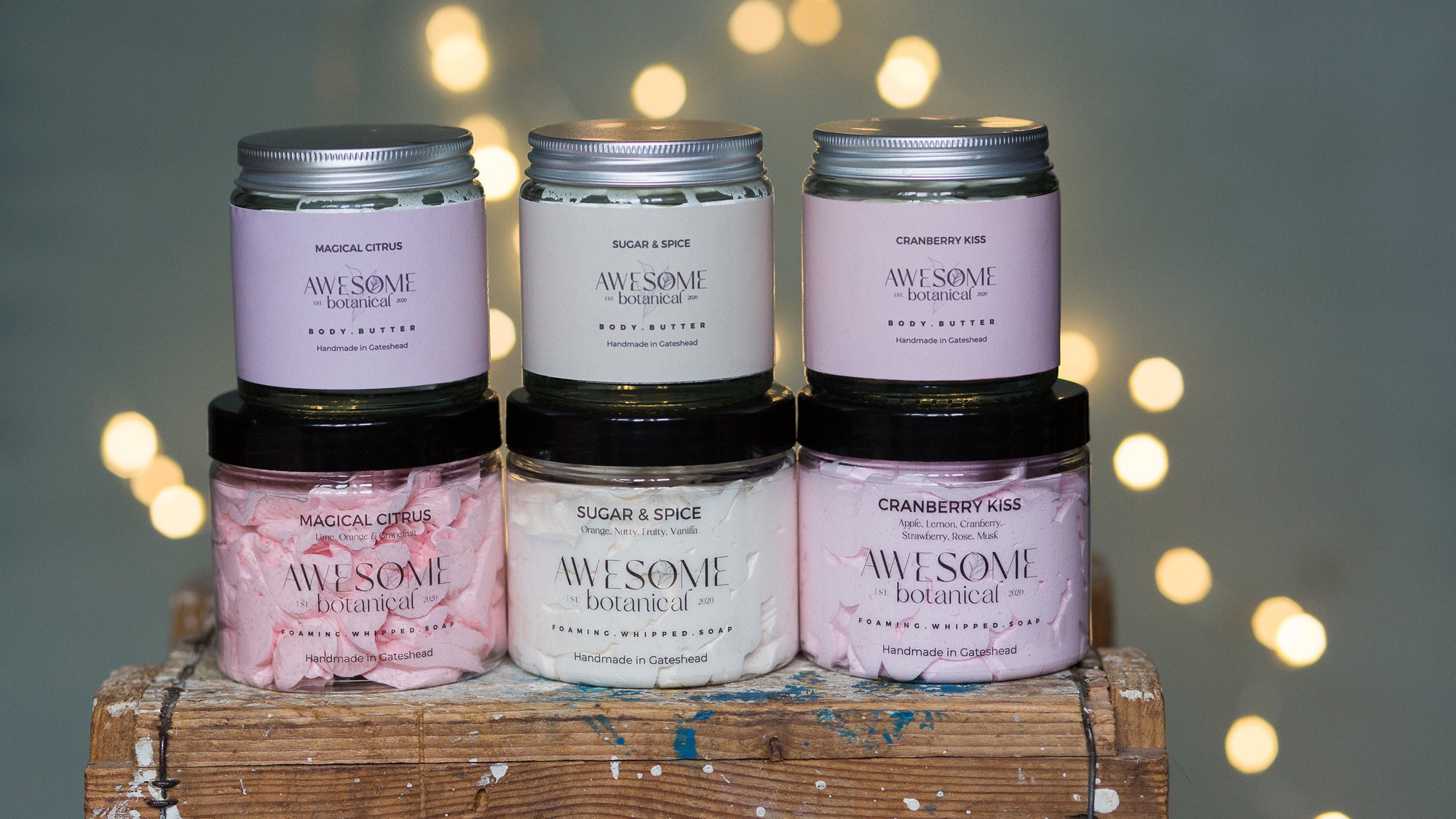 Christmas Whipped Soaps on White Background