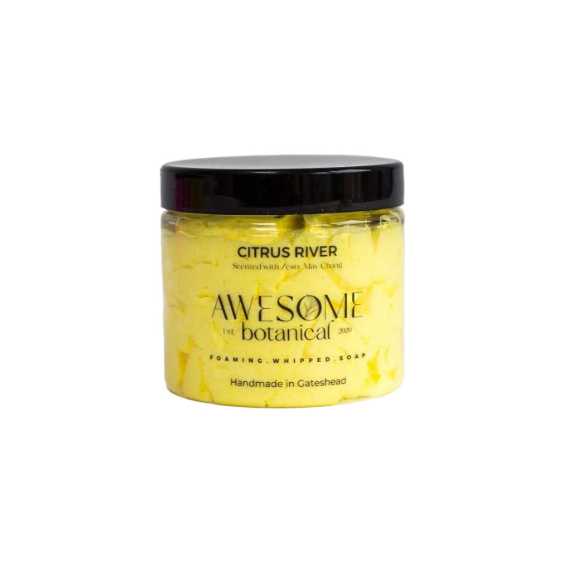 Citrus River Yellow Whipped Soap on white background