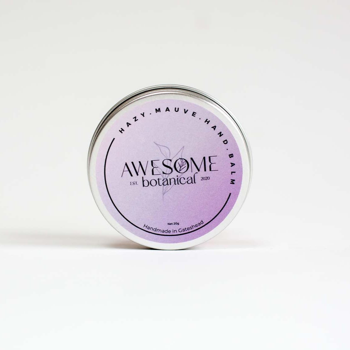 Hazy Mauve 20g hand balm on white back ground